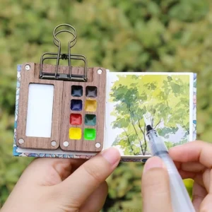 Portable Mini Watercolor Notebook With Palette – Small Combo