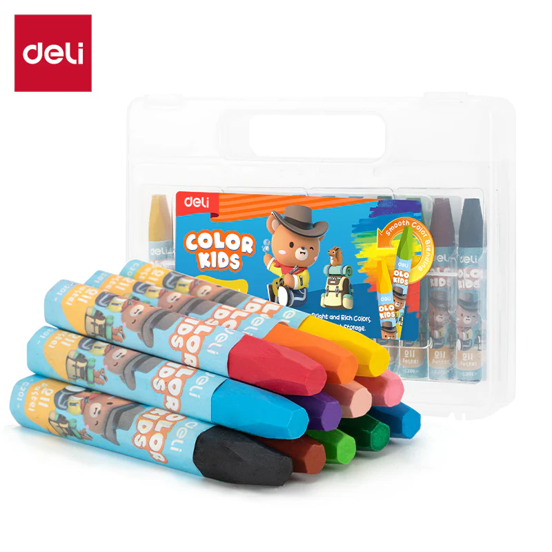 Color Kids Oil Pastel-Plastic | 12 Color palette | Smooth | Eco friendly & safe | Easy grip