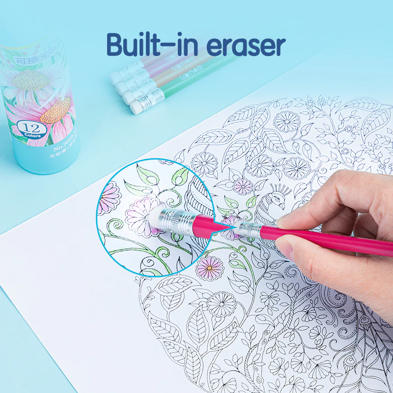Deli Erasable Colored Pencil Tin | Vibrant | Erasable | Non toxic | 12 colors - Image 4