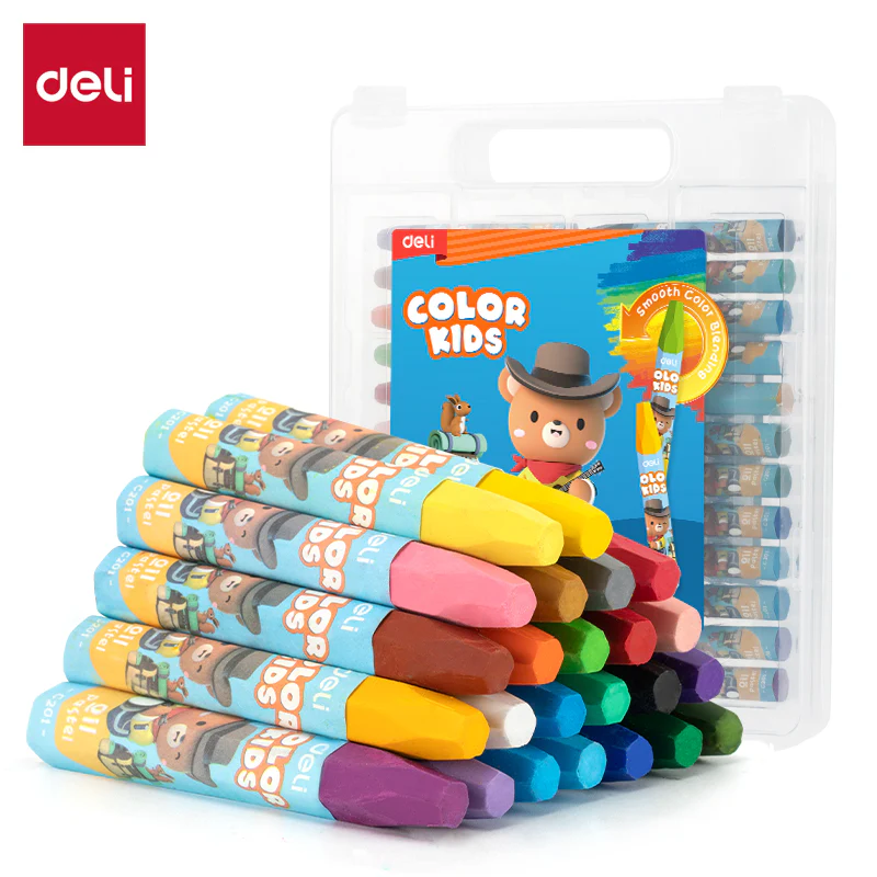 Color kids Oil Pastel-Plastic | 24 Color palette | Smooth | Eco friendly & safe | Easy grip