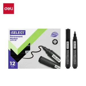 iSelect Permanent marker-2.0mm-BK | Black ink | Bullet-tip | Fade- resistant | Smooth writing | Non-toxic