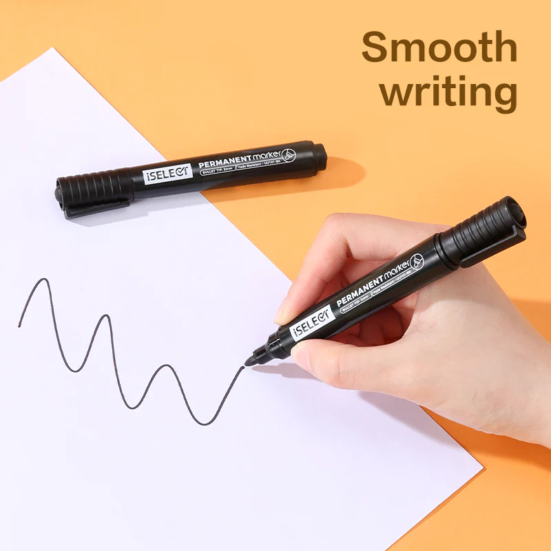 iSelect Permanent marker-2.0mm-BK | Black ink | Bullet-tip | Fade- resistant | Smooth writing | Non-toxic - Image 2