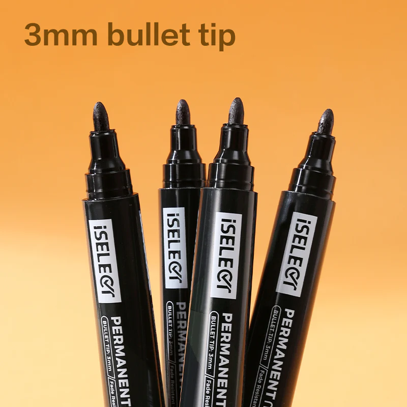 iSelect Permanent marker-2.0mm-BK | Black ink | Bullet-tip | Fade- resistant | Smooth writing | Non-toxic - Image 3