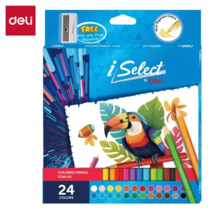 iSelect Colored Pencil-Full-24 | Vibrant | Smooth | Free sharpener | 24 colors